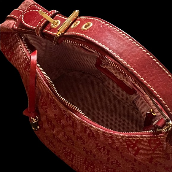 Red Dooney & Bourke Leather & Canvas Signature Bag - Picture 6 of 11